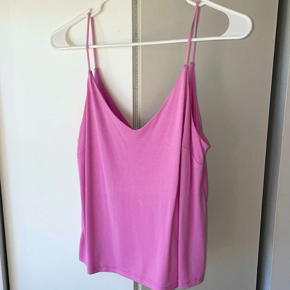 Spaghetti strap pink tank top